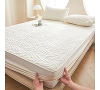 Funda De Colchón Protector De Colchón Suave,Antideslizante Sábana Bajera Ajustable De Cálida Y Transpirable Funda Antipolvo para Cama,para Todas Las Estaciones-Beige||180 * 200cm(Mattress Cover Only)