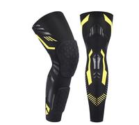Funda De CompresióN Pierna Completa Rodillera acolchada anticolisión, rodillera de compresión, mangas largas for deportes, baloncesto, fútbol, voleibol, rodilleras, espinillera(Black Yellow-2Pcs,XL)