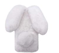 Funda de Conejo para Xiaomi Poco F7 Pro 5G Cover TPU Bunny Plush Case Plush Rabbit Cover Pom Pom Funda para Teléfono Piel Sintética Suaves Esponjosas Case Estuche para Xiaomi Poco F7 Pro 5G,Blanco