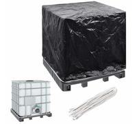 Funda de contenedor IBC con 8 ojales (116 x 100 x 120 cm) | Polietileno resistente a los rayos UV y al desgarro, cuerda de fijación, depósito de agua de lluvia de 1000 litros