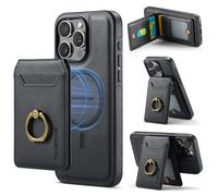 Funda de cuero 2 en 1 con tarjetero desmontable para iPhone 16 Pro Max/15 Plus/14/13/12, compatible con Samsung S24 Plus/S23 Ultra y soporte de