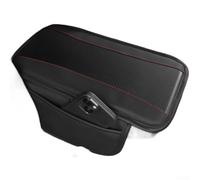 Funda de cuero antideslizante para reposabrazos para consola central automotriz con bolsillos laterales adicionales para pequeños elementos esenciales (fibra de carbono negro)