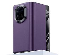 Funda De Cuero Auténtico para Huawei Mate X7, con Tapa Abatible, Cierre Magnético, Protección Completa, Diseño Delgado Y Elegante, Resistente A Los Golpes.,Purple
