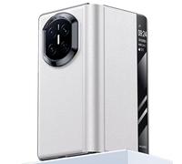 Funda De Cuero Auténtico para Huawei Mate X7, con Tapa Abatible, Cierre Magnético, Protección Completa, Diseño Delgado Y Elegante, Resistente A Los Golpes.,White