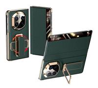 Funda De Cuero Auténtico para Huawei Mate X7, con Ventana Transparente Inteligente, Tapa Abatible, Correa De Muñeca Oculta, Función De Soporte, Protección Integral Y Carcasa.,Green