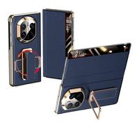 Funda De Cuero Auténtico para Huawei Mate X7, con Ventana Transparente Inteligente, Tapa Abatible, Correa De Muñeca Oculta, Función De Soporte, Protección Integral Y Carcasa.,Blue