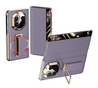 Funda De Cuero Auténtico para Huawei Mate X7, con Ventana Transparente Inteligente, Tapa Abatible, Correa De Muñeca Oculta, Función De Soporte, Protección Integral Y Carcasa.,Purple1