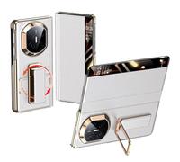 Funda De Cuero Auténtico para Huawei Mate X7, con Ventana Transparente Inteligente, Tapa Abatible, Correa De Muñeca Oculta, Función De Soporte, Protección Integral Y Carcasa.,White
