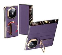 Funda De Cuero Auténtico para Huawei Mate X7, con Ventana Transparente Inteligente, Tapa Abatible, Correa De Muñeca Oculta, Función De Soporte, Protección Integral Y Carcasa.,Purple
