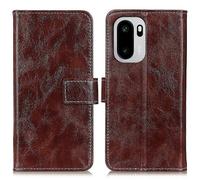 Funda de cuero compatible con OnePlus Ace 6 5G / Ace 6T 5G / 15R 5G. Funda tipo cartera con textura Crazy Horse.