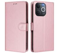 Funda de cuero compatible con Realme Note 70 4G/Note 70T 4G/Narzo 80 Lite 4G/C71 4G India, funda de piel sintética tipo cartera con bloqueo RFID, tarjetero, función atril, oro rosa