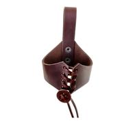 Funda de cuero con forma de cuerno con correa ajustable, fácil de transportar, elegante soporte para tazas, accesorio para colgar tarjetas de lengua