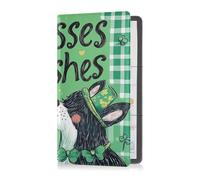 Funda de cuero de alta calidad para registro de automóvil y tarjeta de seguro para hombres y mujeres, funda esencial para documentos, tarjetas, licencia de San Patricio con besos de perro, El perro de