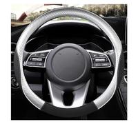 Funda de Cuero de Fibra de Carbono de 38 cm para Kia Sorento Sportage Seltos Stonic K2 K3 K4 K5 K9 Funda para Rueda de Coche Café (Panel Rojo-marrón)