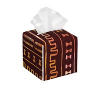 Funda de Cuero de Lujo para Caja de pañuelos con diseño Tribal afrocéntrico, Porta pañuelos Cuadrado de Cuero con Tapa elevable para decoración del hogar y la Oficina.