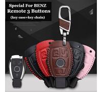 Funda de cuero de primera calidad para Mercedes para Benz, protege la llave remota del polvo y la suciedad, se adapta a varios modelos (café)