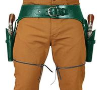 Funda de Cuero Doble para Pistola, Funda para cinturón de revólver Retro Medieval, Funda Retro para Pistola, Bolsa de revólver de Vaquero Occidental para Cosplay (Verde)