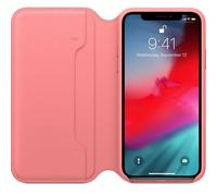 Funda De Cuero Folio Original De Apple iPhone XS - Rosa Peonía - Nueva