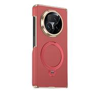 Funda De Cuero For Honor Magic V6, Soporte De Anillo Magnético, Funda Trasera For Teléfono, Protección De Bisagra, Carcasa Anticaída De Lujo(Red)