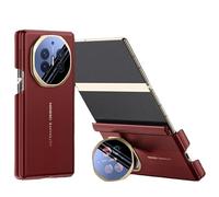 Funda de Cuero for Huawei Mate XT XTS Ultimate Case con Carga inalámbrica integrada, protección de bisagra for Lente, Soporte Invisible, Cubierta Suave(Rojo)