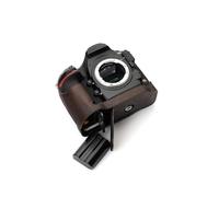 Funda de Cuero Genuino Hecho a Mano con Media cámara para Nikon D850 Color marrón Oscuro