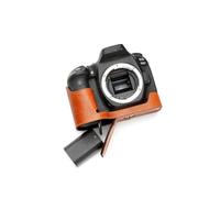 Funda de Cuero Genuino Hecho a Mano con Media cámara y Funda para Canon EOS 90D Rufous Color