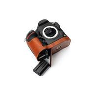 Funda de Cuero Genuino Hecho a Mano con Media cámara y Funda para Nikon D850 Rufous Color
