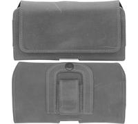 Funda de cuero genuino para cinturón HMD Pulse 2 Pro | Funda de piel con clip y trabilla | XL gris