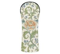Funda de cuero impermeable con diseño de William Morris con diseño de rosa naranja retro con etiquetas de números para maderas y conductor híbrido