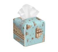 Funda de Cuero para Caja de pañuelos con Estampado de Mapa de Aventuras Piratas, Cuadrada, Organizador Decorativo, 13,2 x 13,2 x 13,2 cm