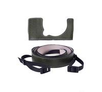 Funda de cuero para cámara Fujifilm X-M5: cubierta de medio cuerpo con correa para el hombro, bolsa protectora de tela retro para fotografía de viajes para sesiones - negro (verde)