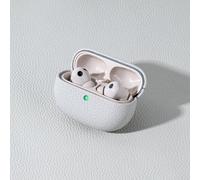 Funda de cuero para Huawei FreeBuds Pro 5 - Funda abatible a prueba de golpes con cierre magnético, funda tipo cartera a prueba de polvo, carcasa protectora ligera para viajes, marrón (blanco)