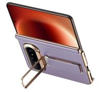 Funda De Cuero para Huawei Pura X MAX: Funda De Lujo con Bordes Dorados, Bisagra, Correa para El Dedo Y Soporte Ajustable.,Purple