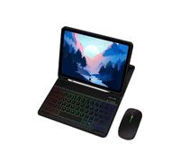 Funda de cuero para iPad con teclado y ratón Bluetooth RGB Black iPad 10,2/10,5 pulgadas