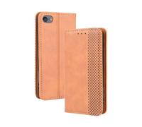 Funda de Cuero para iPod Touch 6,Flip magnético Retro,Caso de teléfono de Cuero PU,Diseño de Billetera con 3 Ranuras para Tarjetas y 1 Clip de Dinero -Brown