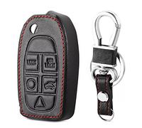 Funda de Cuero para Llave de Coche, Llavero de Carcasa de Control Remoto automático, 5 Botones Aptos para Volvo S80 S60 V50 V70 XC70 XC90