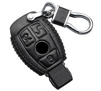 Funda de cuero para llave de coche para Mercedes Benz A B C E G K R S Class AMG CLA GLA VITO GLE ML GLK CLK llavero accesorios funda para llave remota (costuras negras, 2 botones)