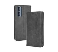 Funda de Cuero para OPPO Reno 4 Pro 4G,Flip magnético Retro,Caso de teléfono de Cuero PU,Diseño de Billetera con 3 Ranuras para Tarjetas y 1 Clip de Dinero -Black