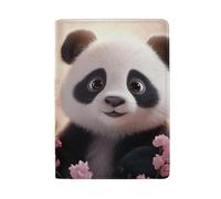 Funda de cuero para pasaporte con diseño de búhos de Halloween para mujer, Cute Panda Peach Blossom