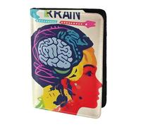 Funda de cuero para pasaporte con impresión de ventaja del cerebro izquierdo y derecho para mujeres y hombres, cartera de viaje para pasaporte, Negro -, Talla única
