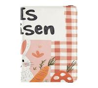 Funda de cuero para pasaporte, funda impermeable para tarjetas de vacunación, combo para organizador de documentos de vacaciones familiares, accesorios esenciales de viaje, día de Pascua, conejo,