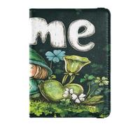 Funda de cuero para pasaporte, funda protectora impermeable para vacunas, organizador de documentos para vacaciones familiares, accesorios, artículos esenciales de viaje, gnomo de San Patricio, Gnomo