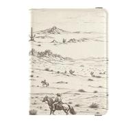 Funda de cuero para pasaporte, funda protectora impermeable para vacunas, para mujeres y hombres, tarjetero, tarjeta de vacunación, cartera, viaje, desierto, paisaje, montañas, cactus y vaquero,