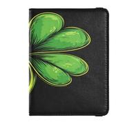 Funda de cuero para pasaporte, funda ultrafina para pasaporte para mujeres y hombres, lindo libro de pasaporte, artículos esenciales de viaje, trébol verde, trébol de la suerte, Green Clover Shamrock