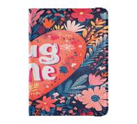 Funda de cuero para pasaporte, impermeable, para mujeres, niñas, organizador de documentos, accesorios, viajes, día de San Valentín, flores, amor, corazón, abrázame, Flores para el día de San Valentín