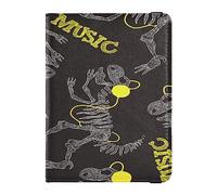 Funda de cuero para pasaporte, ligera, cartera para pasaporte, para mujeres y hombres, lindo libro de pasaporte, artículos esenciales de viaje, textura sin costuras, diseño de esqueleto de dinosaurio,