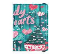 Funda de cuero para pasaporte, ligera, para vacaciones familiares, bonito libro de pasaporte, viajes, día de San Valentín, árbol, amor, corazón, corazones de caramelo, Árbol de San Valentín con