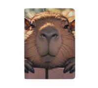 Funda de cuero para pasaporte para mujer, Capybara Cute-25