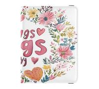 Funda de cuero para pasaporte, ultrafina, cartera para pasaporte para mujeres y niñas, lindo libro de pasaporte, viajes, día de San Valentín, flores, corazón, abrazos, Abrazos florales para el día de