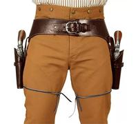 Funda de Cuero para Pistola Doble, Funda de Pistola de Cuero PU Vintage Medieval, cinturón Ideal para Disfraz Steampunk de Hombre para Fiesta de Cosplay de Halloween.(Brown)
